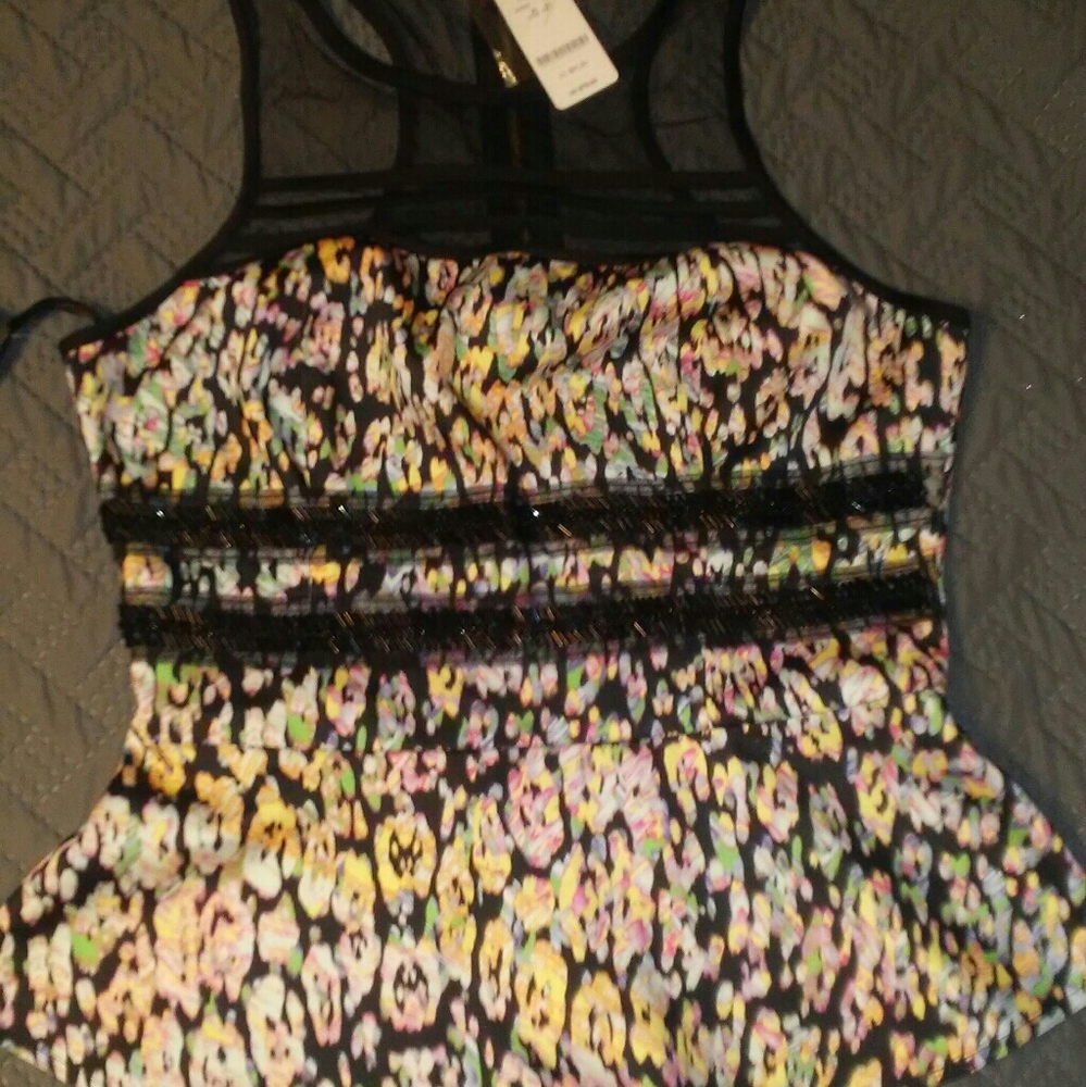 bebe leopard peplum top small